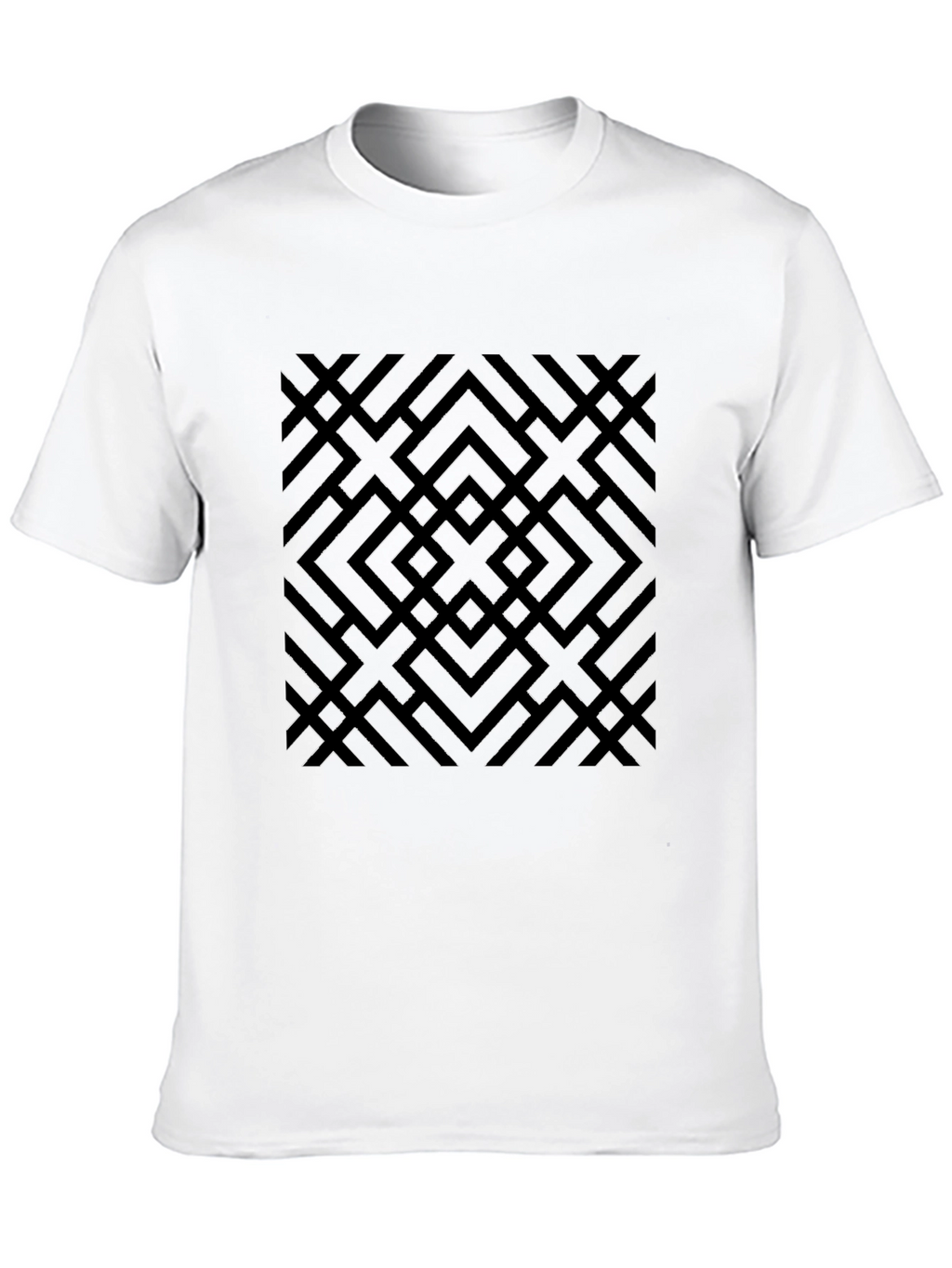 Abstract Geometric Patterned Black T-Shirt