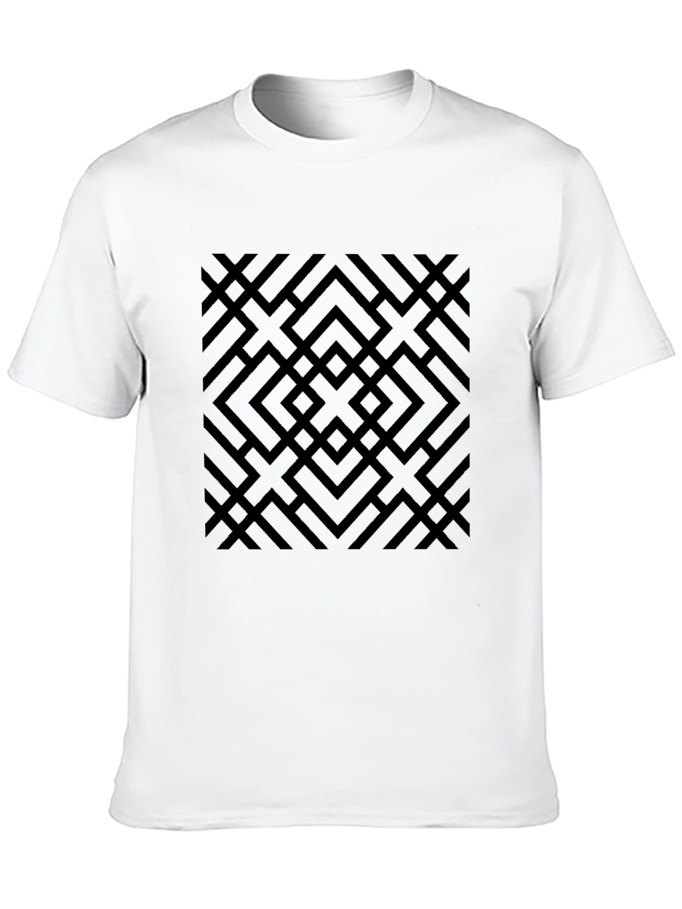 Abstract Geometric Patterned Black T-Shirt
