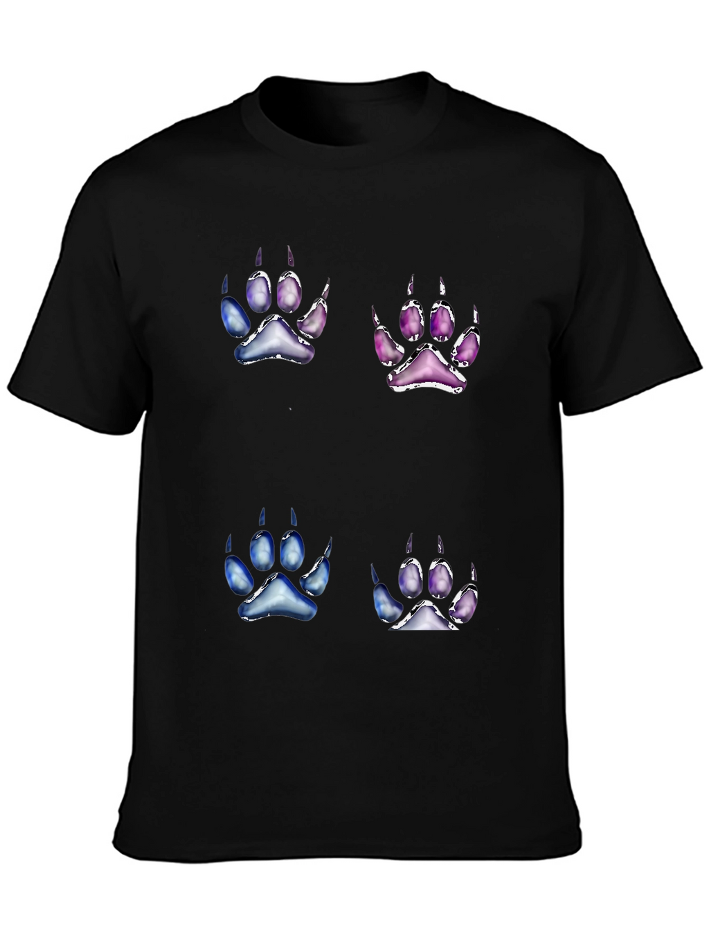 Unique Paw Print Graphic Tee - Black Cotton Blend
