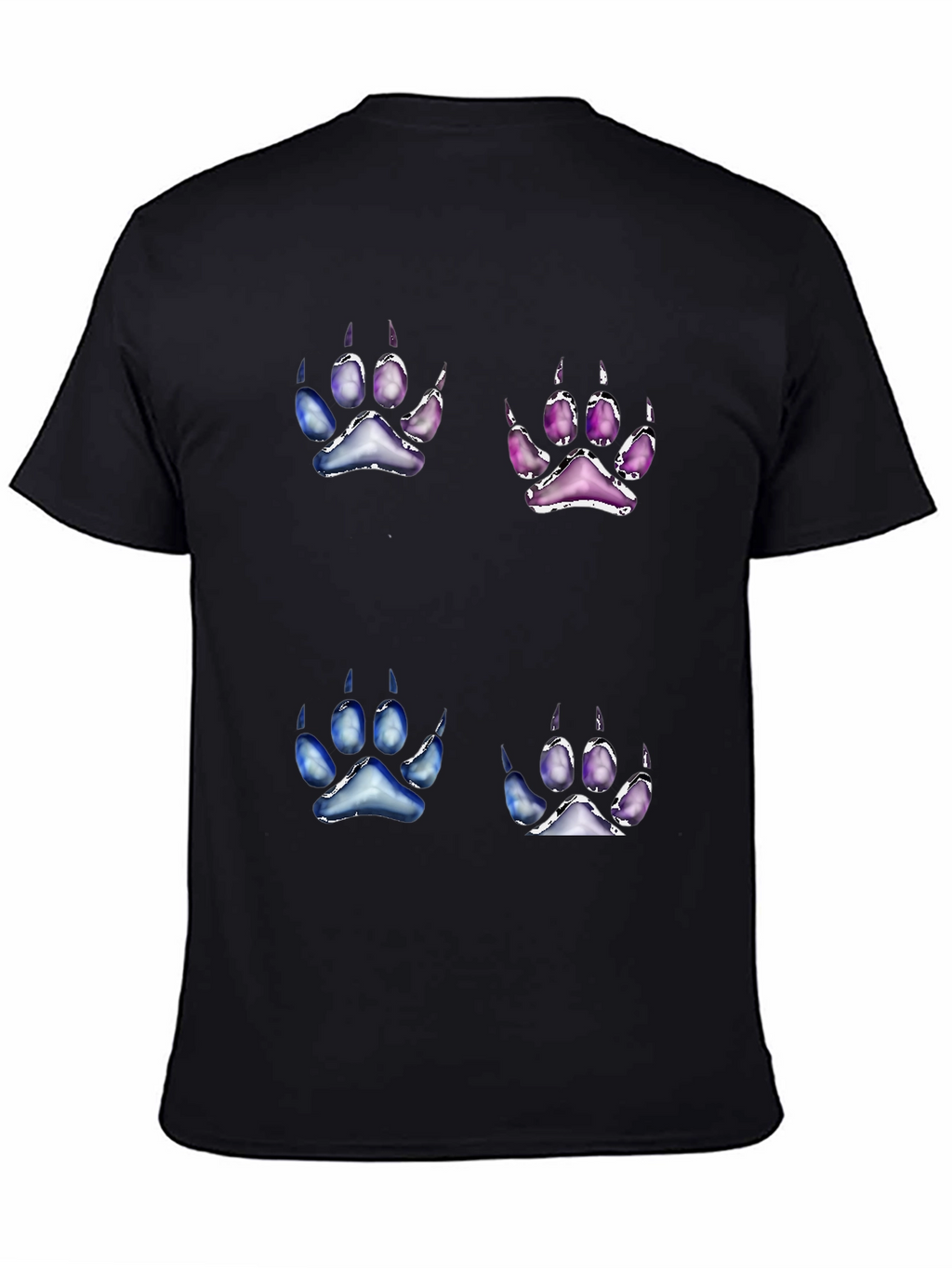 Unique Paw Print Graphic Tee - Black Cotton Blend