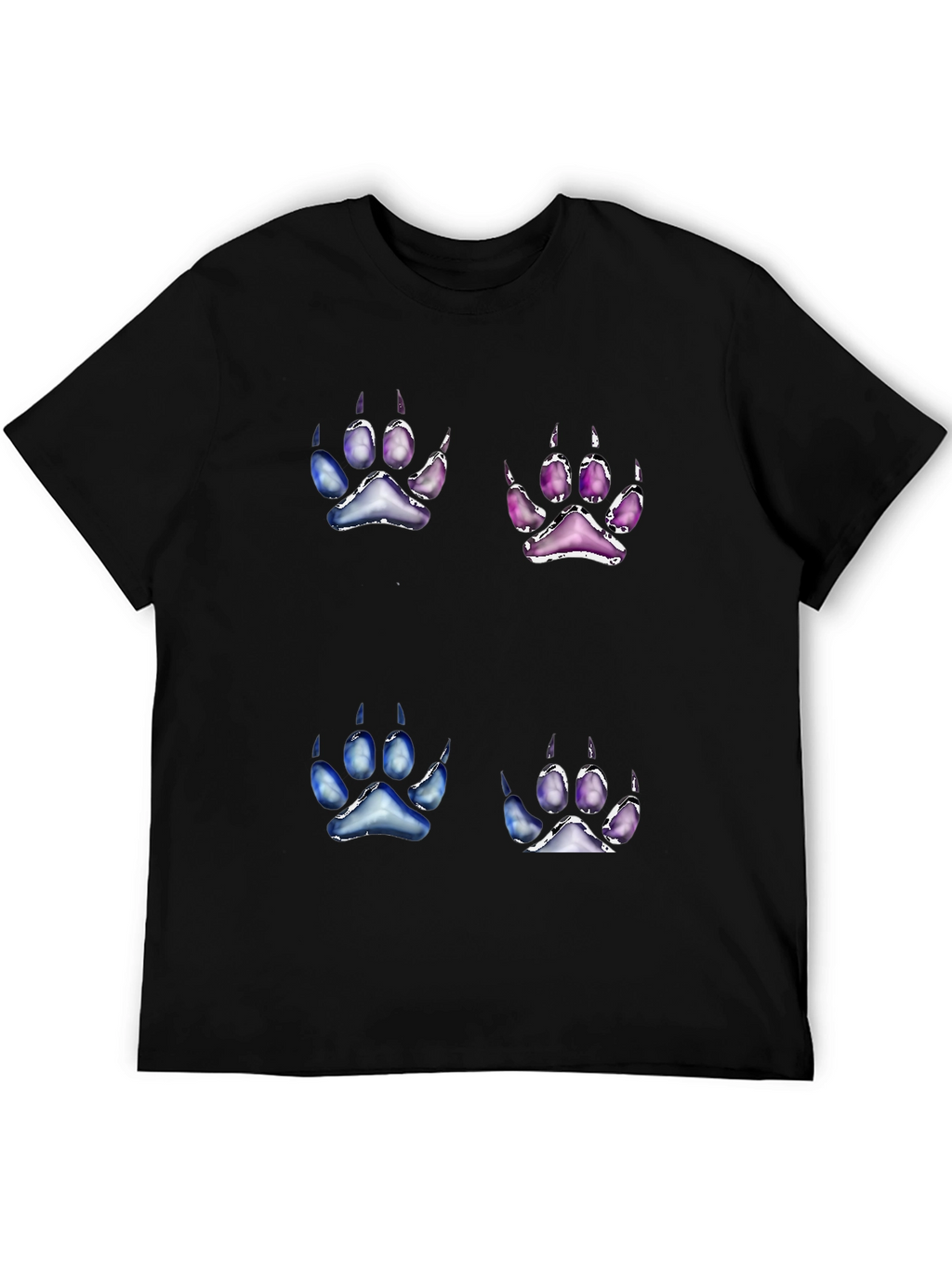 Unique Paw Print Graphic Tee - Black Cotton Blend
