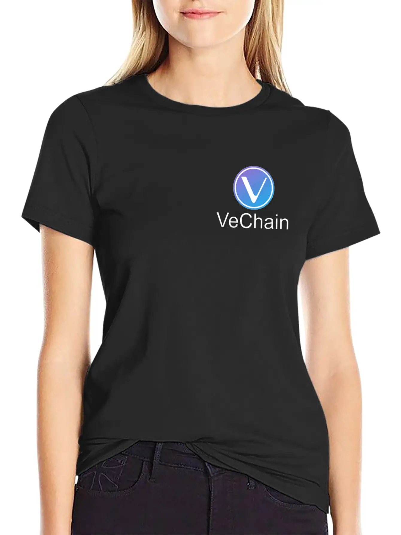 Vechain Pocket Vechain VET Cryptocurrency Coin Unisex Short Sleeve Soft Cotton T-Shirt – Casual Everyday Wear