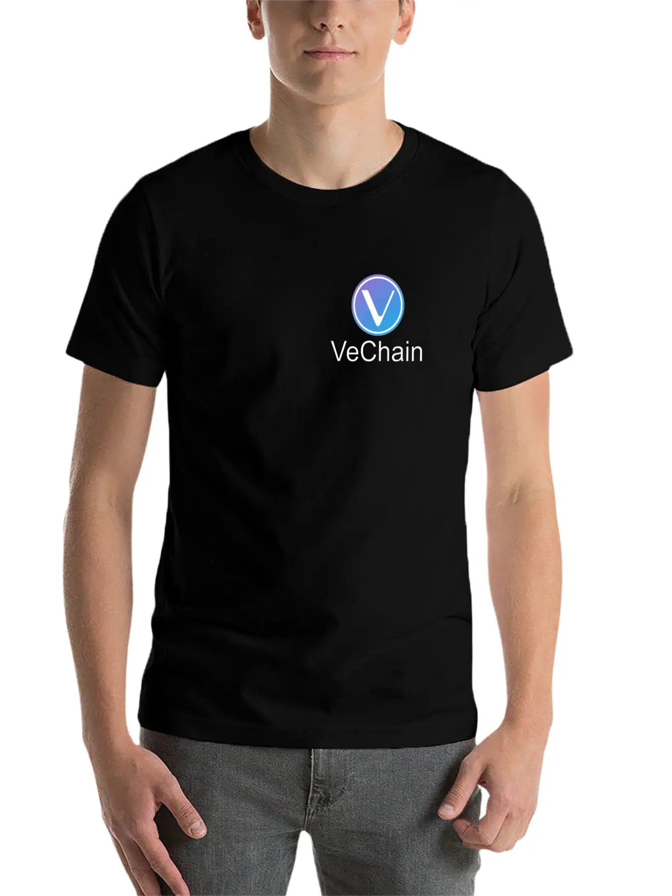 Vechain Pocket Vechain VET Cryptocurrency Coin Unisex Short Sleeve Soft Cotton T-Shirt – Casual Everyday Wear
