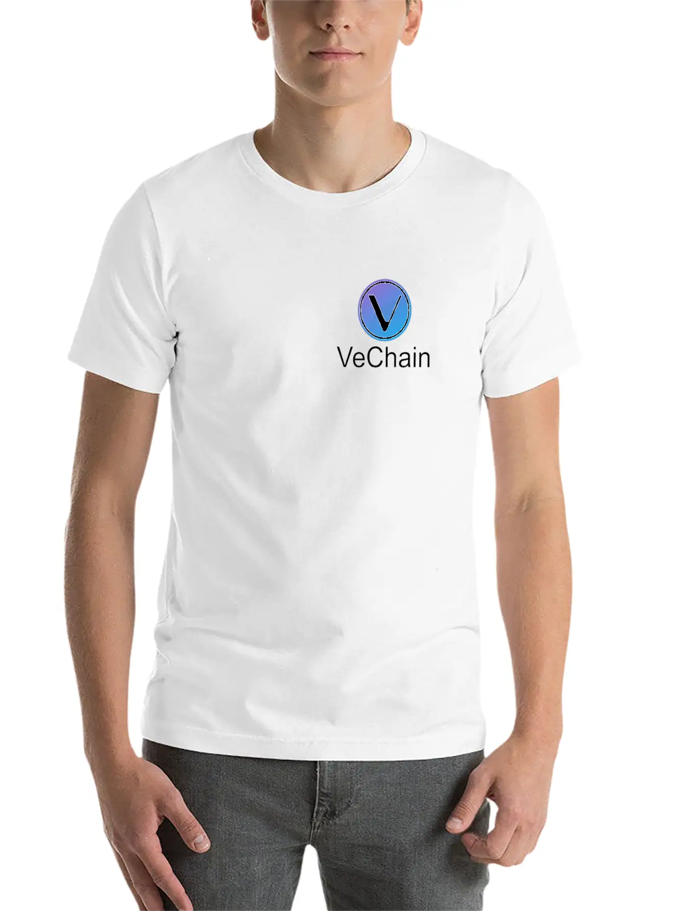 Vechain Pocket Vechain VET Cryptocurrency Coin Unisex Short Sleeve Soft Cotton T-Shirt – Casual Everyday Wear