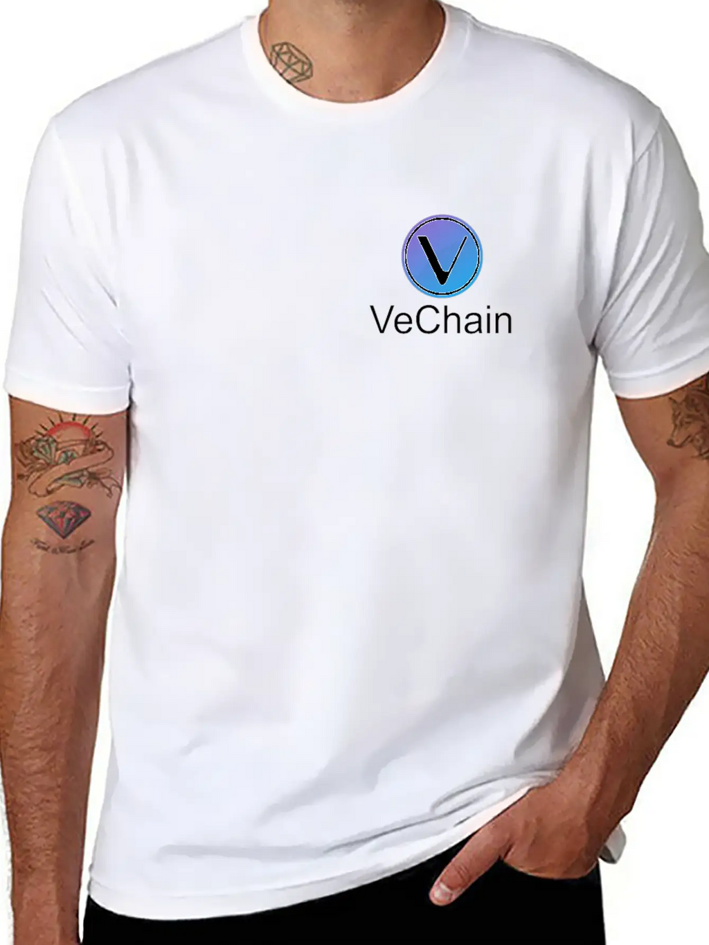 Vechain Pocket Vechain VET Cryptocurrency Coin Unisex Short Sleeve Soft Cotton T-Shirt – Casual Everyday Wear