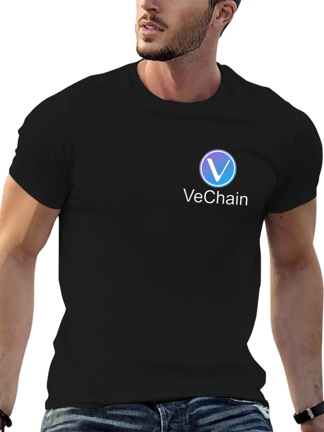 Vechain Pocket Vechain VET Cryptocurrency Coin Unisex Short Sleeve Soft Cotton T-Shirt – Casual Everyday Wear