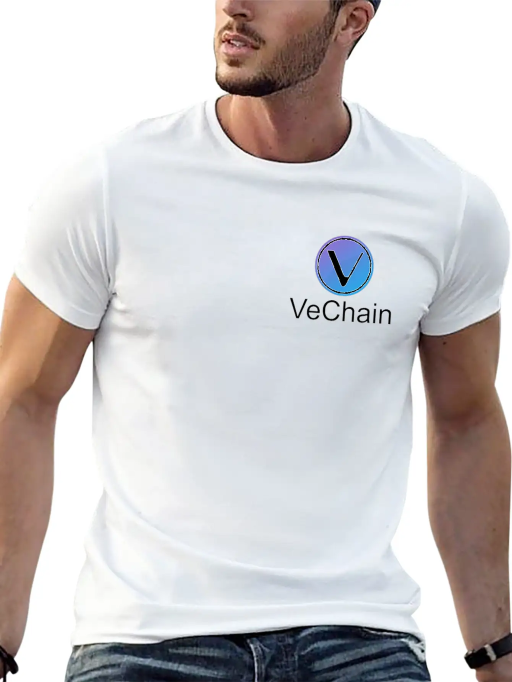 Vechain Pocket Vechain VET Cryptocurrency Coin Unisex Short Sleeve Soft Cotton T-Shirt – Casual Everyday Wear