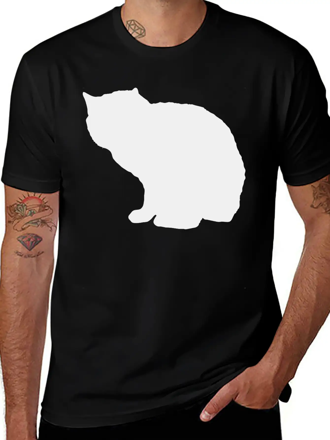 Vector Cat Silhouette Unisex Casual T-Shirt – Clean Design For Daily Comfort