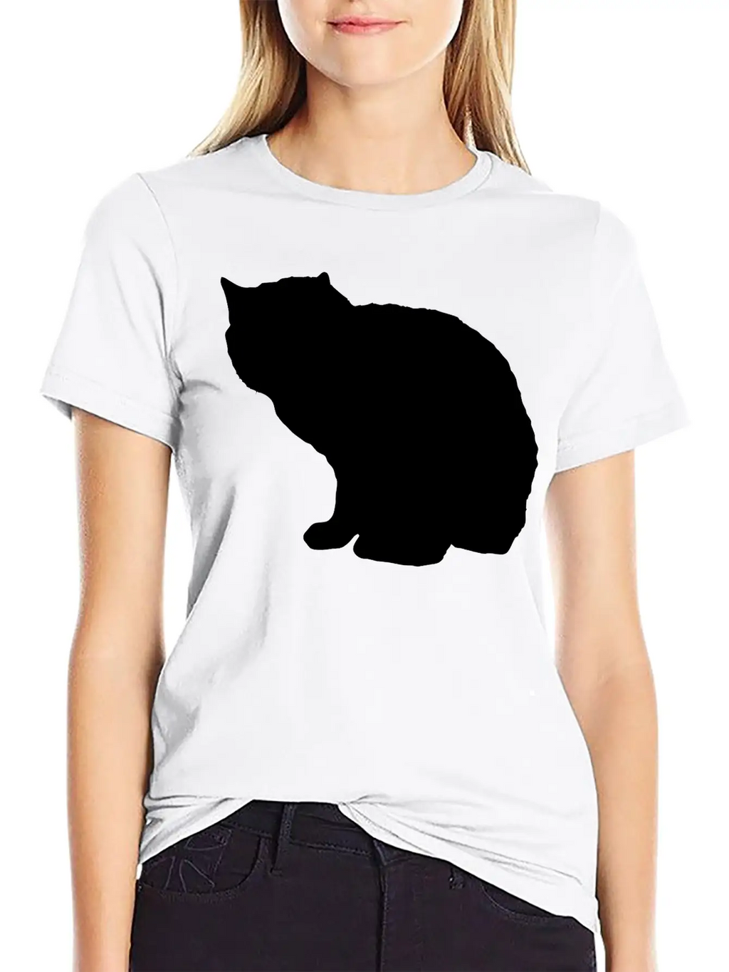 Vector Cat Silhouette Unisex Casual T-Shirt – Clean Design For Daily Comfort