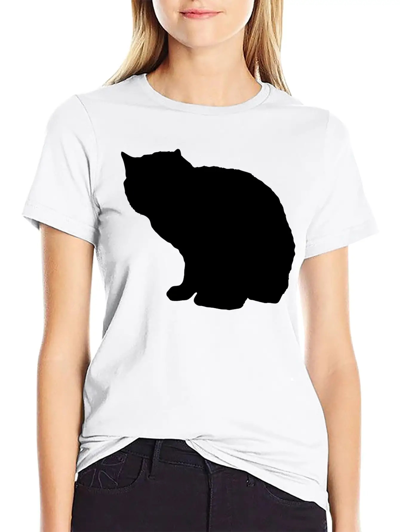 Vector Cat Silhouette Unisex Casual T-Shirt – Clean Design For Daily Comfort