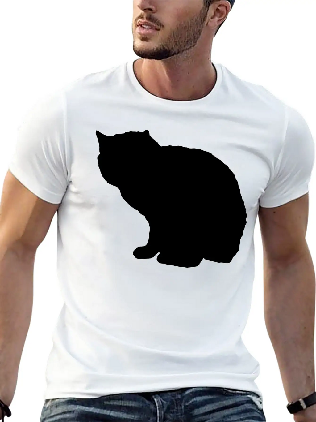 Vector Cat Silhouette Unisex Casual T-Shirt – Clean Design For Daily Comfort