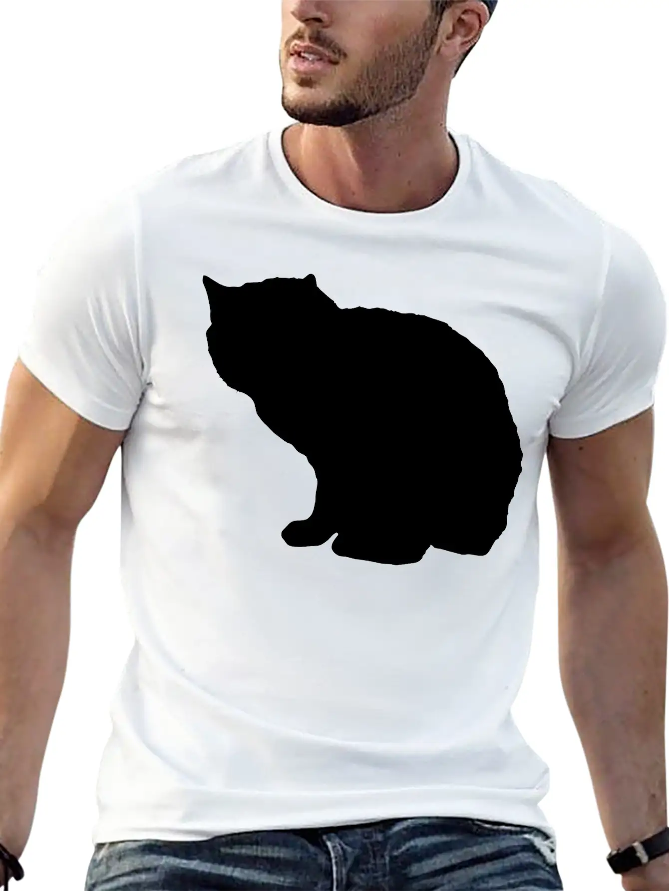 Vector Cat Silhouette Unisex Casual T-Shirt – Clean Design For Daily Comfort
