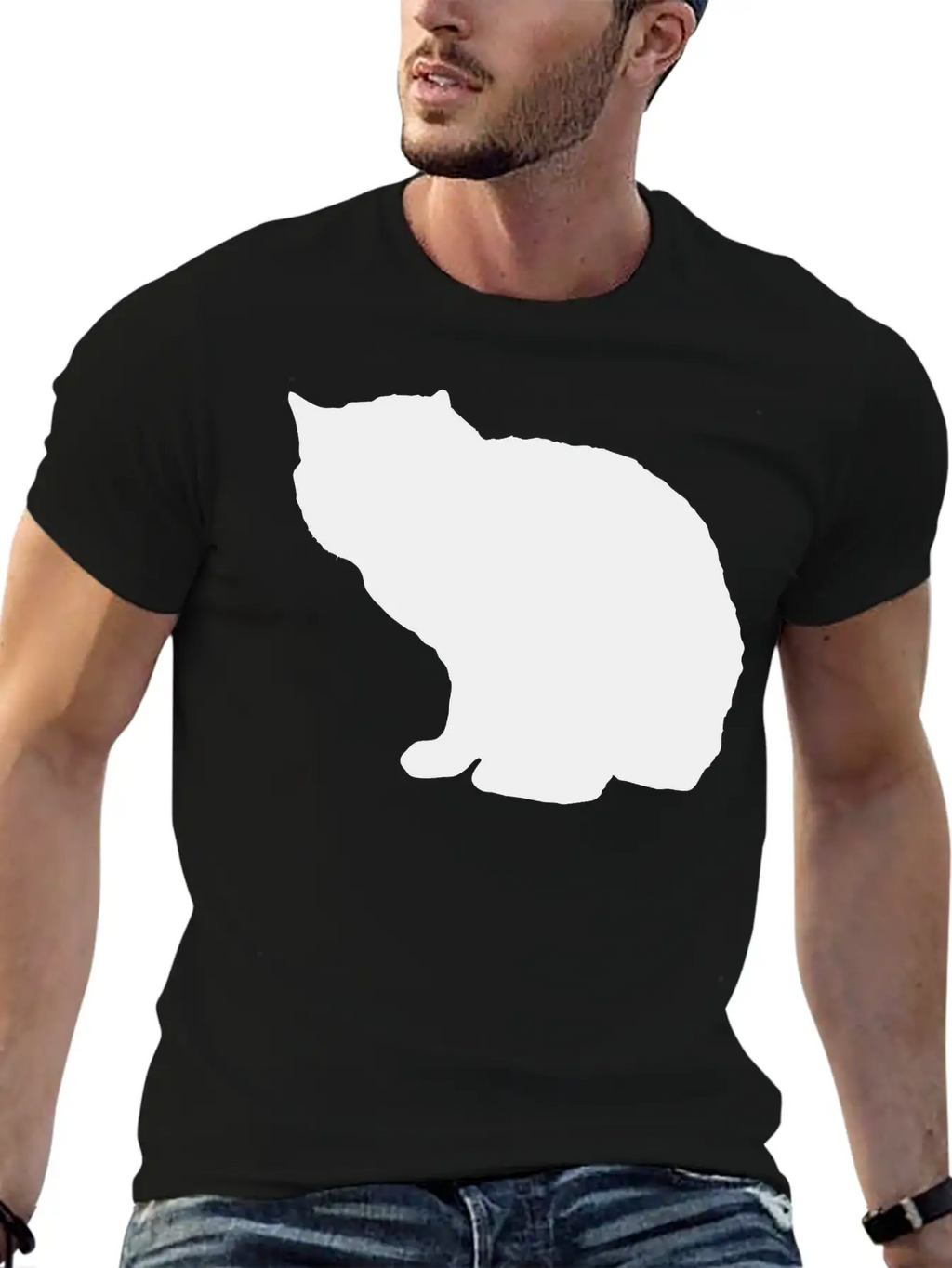 Vector Cat Silhouette Unisex Casual T-Shirt – Clean Design For Daily Comfort
