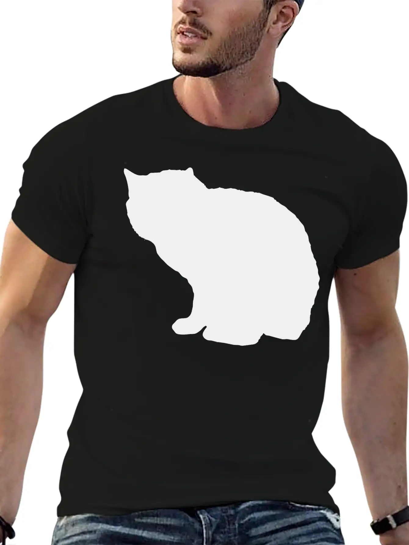 Vector Cat Silhouette Unisex Casual T-Shirt – Clean Design For Daily Comfort