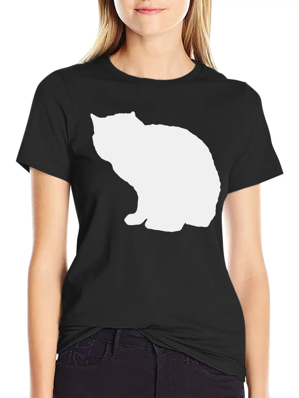 Vector Cat Silhouette Unisex Casual T-Shirt – Clean Design For Daily Comfort