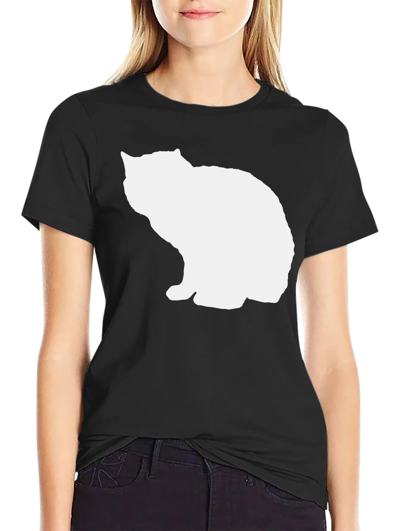 Vector Cat Silhouette Unisex Casual T-Shirt – Clean Design For Daily Comfort