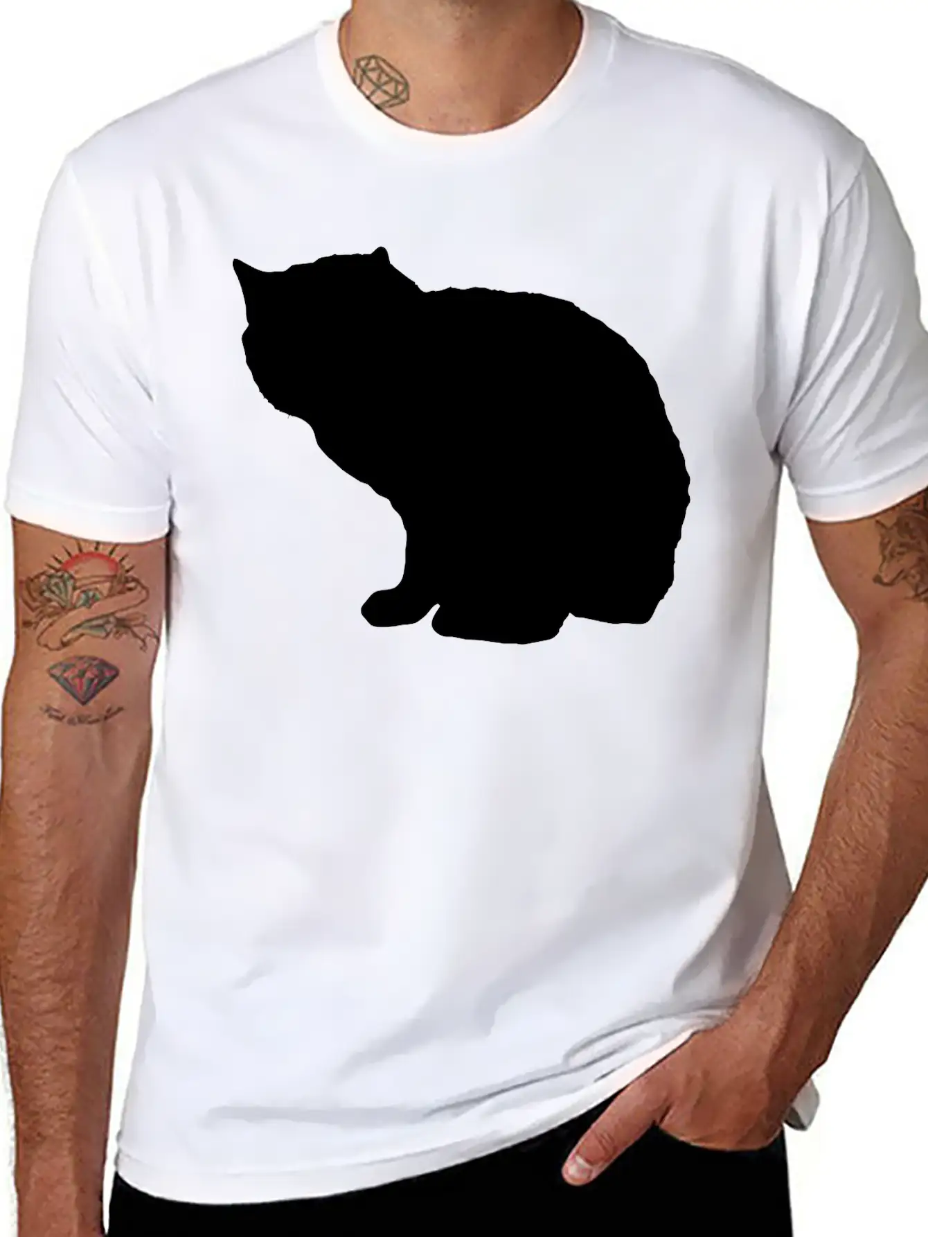 Vector Cat Silhouette Unisex Casual T-Shirt – Clean Design For Daily Comfort