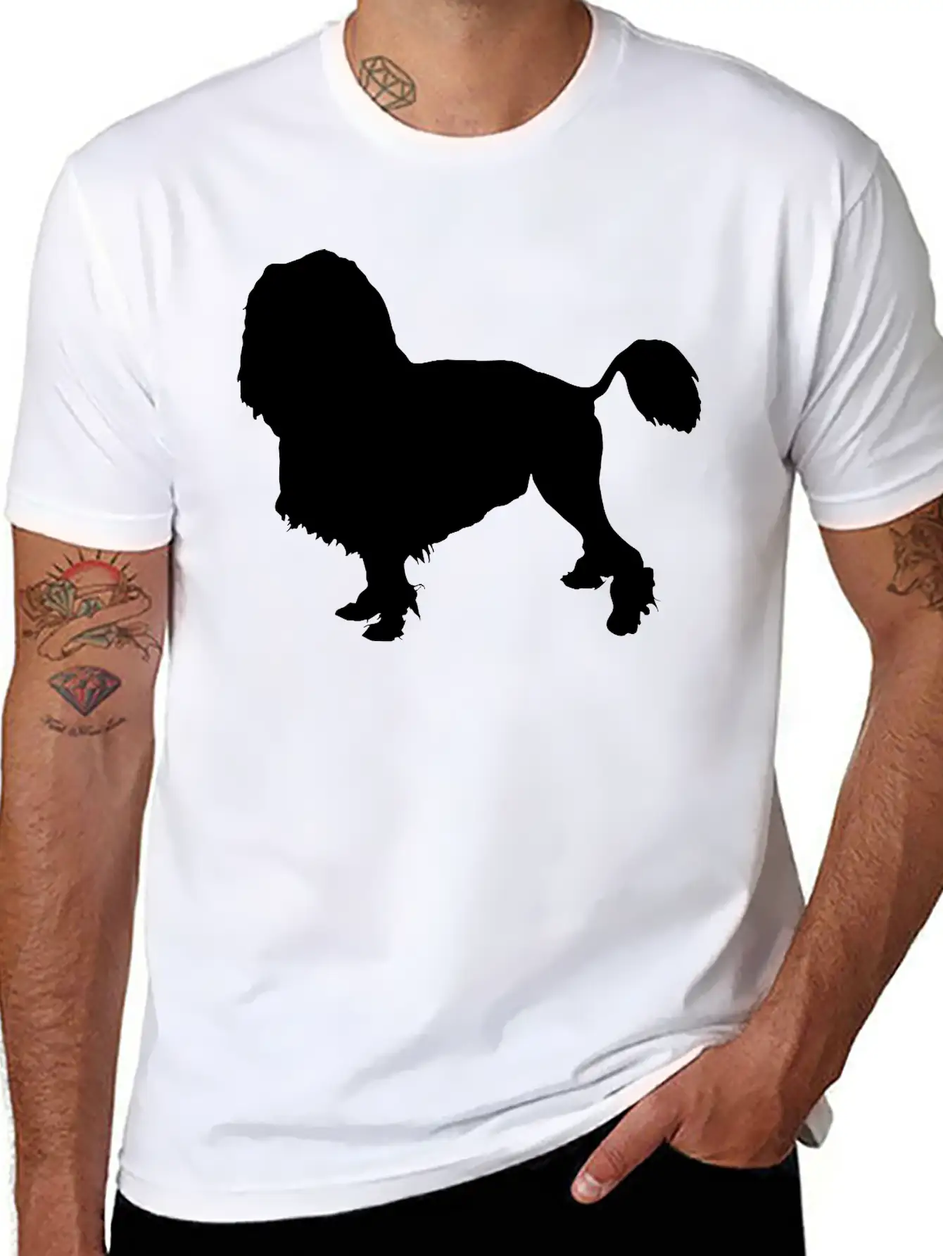 Vector Dog Silhouette Essential Cotton Tee For Daily Outfits – Unisex Style
