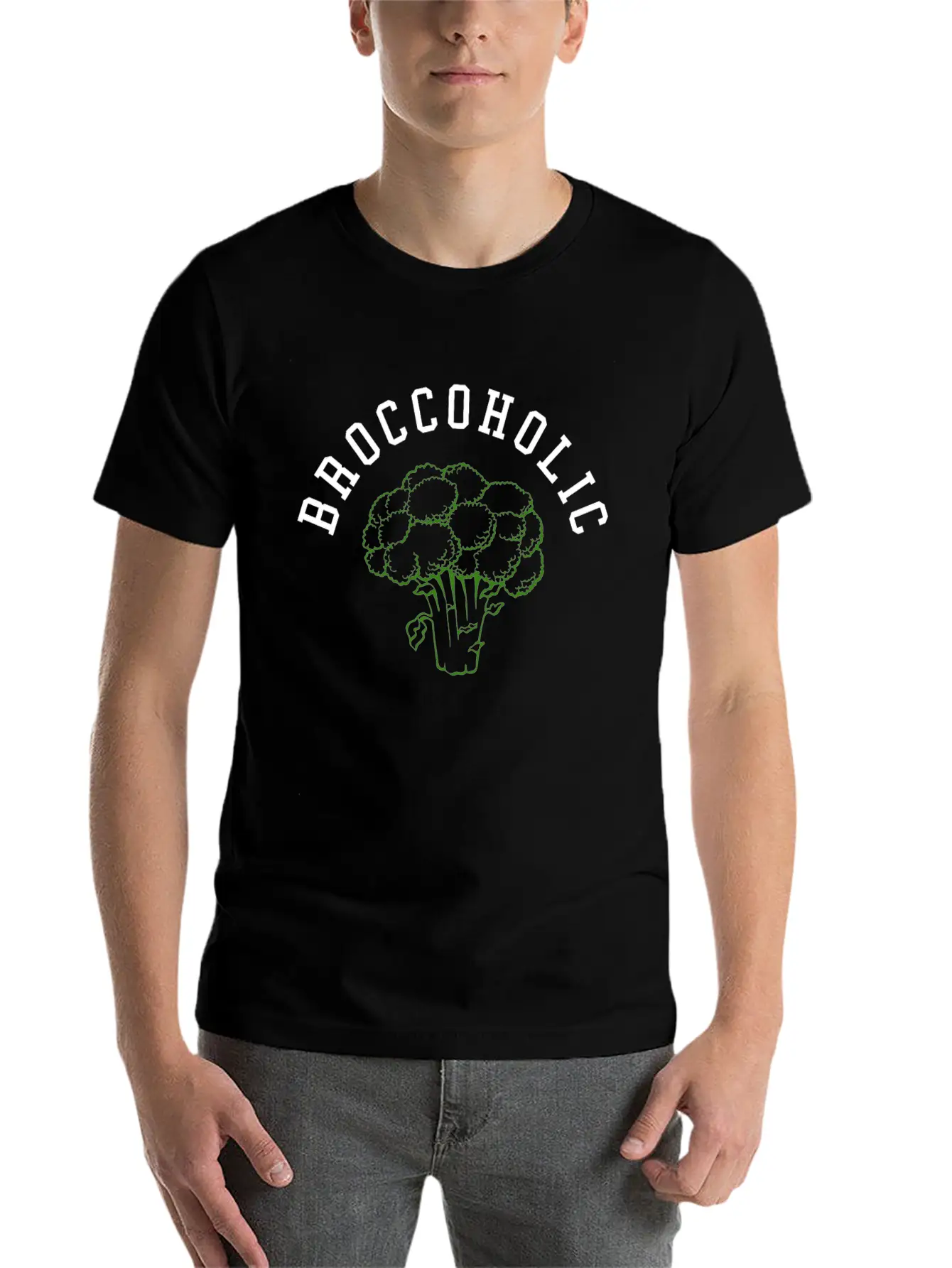 Vegan Broccoli Vegetable TShirt Organic Slimming Unisex Casual T-Shirt – Clean Design For Daily Comfort