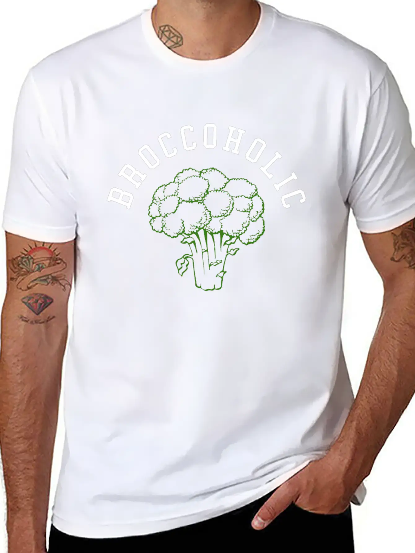 Vegan Broccoli Vegetable TShirt Organic Slimming Unisex Casual T-Shirt – Clean Design For Daily Comfort