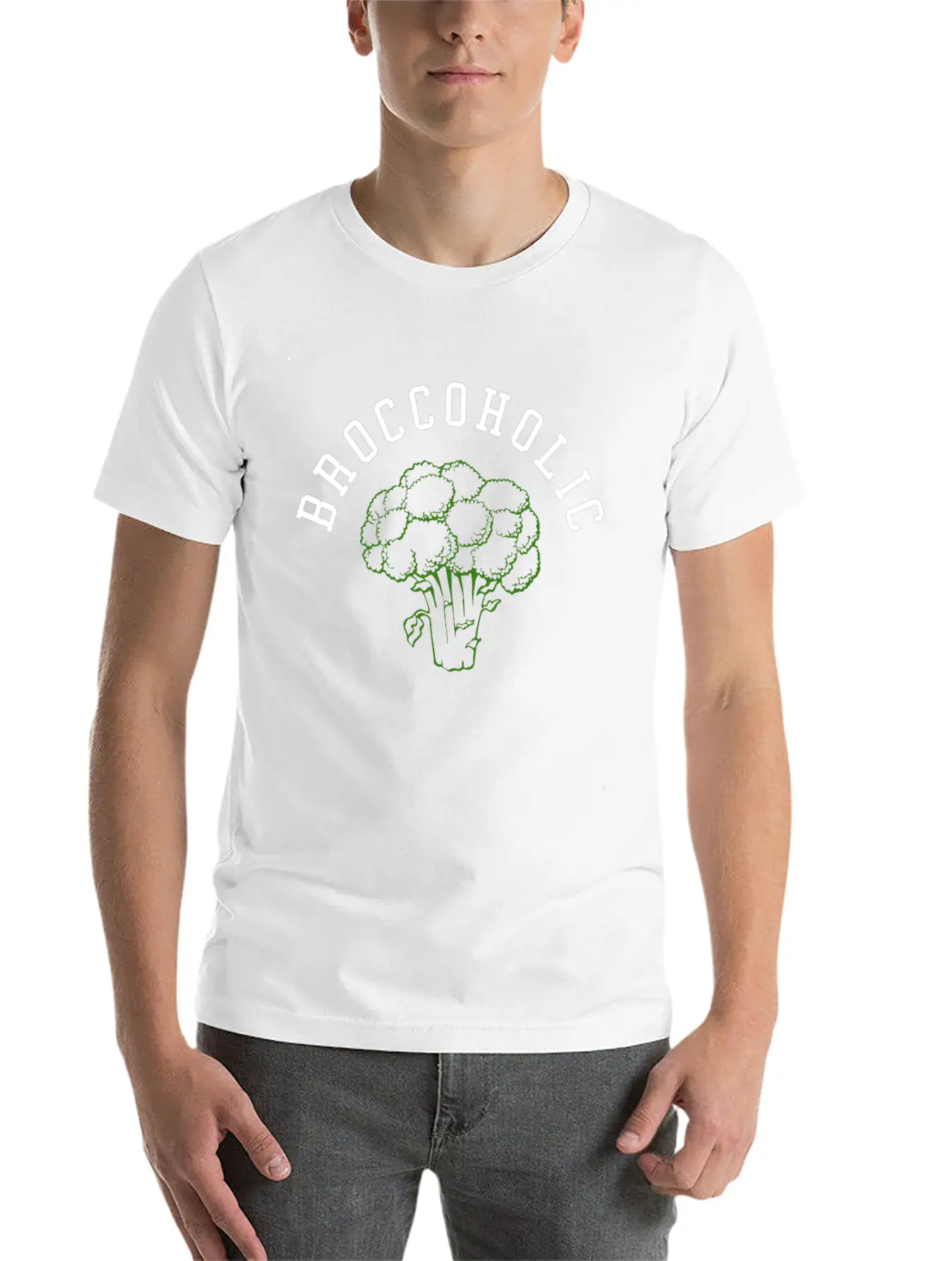 Vegan Broccoli Vegetable TShirt Organic Slimming Unisex Casual T-Shirt – Clean Design For Daily Comfort