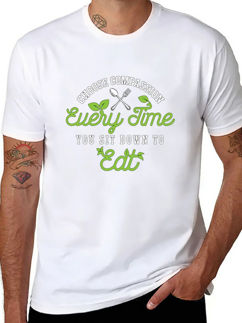 Vegan Chef Choose Compassion Every Time Vegan Life Unisex Short Sleeve Soft Cotton T-Shirt – Casual Everyday Wear