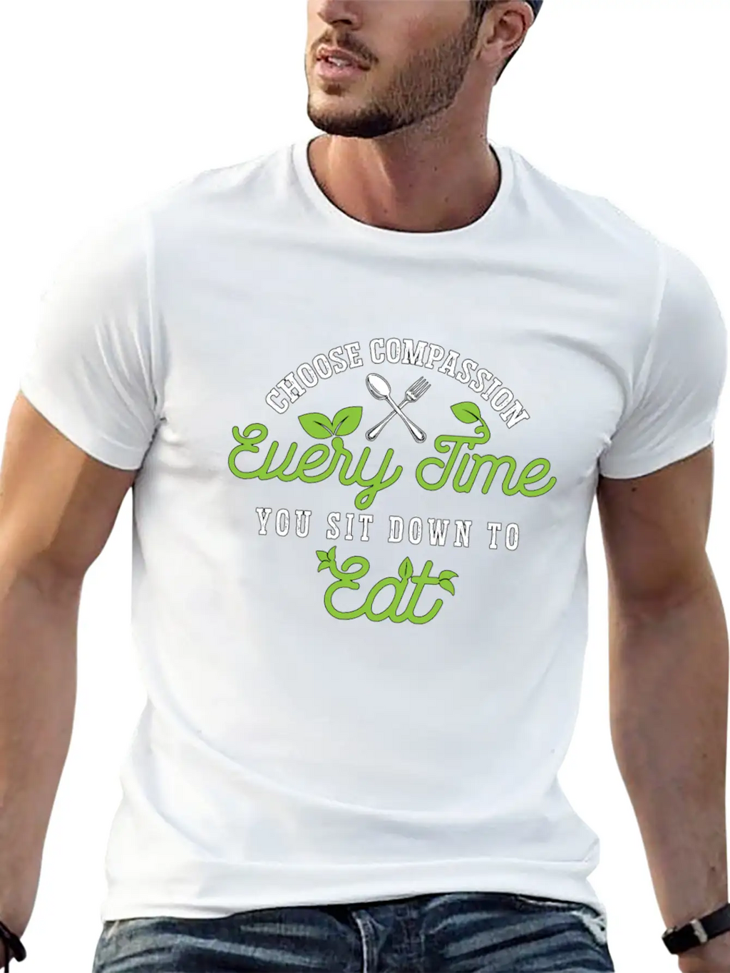 Vegan Chef Choose Compassion Every Time Vegan Life Unisex Short Sleeve Soft Cotton T-Shirt – Casual Everyday Wear