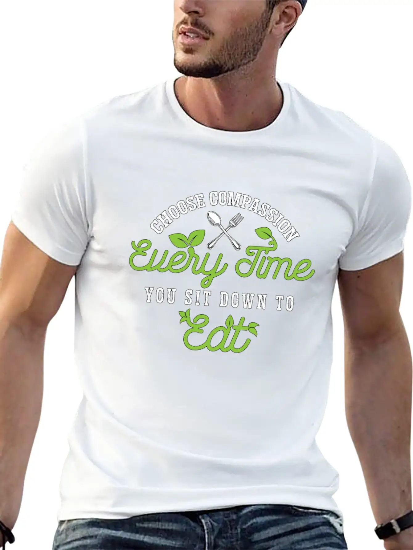 Vegan Chef Choose Compassion Every Time Vegan Life Unisex Short Sleeve Soft Cotton T-Shirt – Casual Everyday Wear