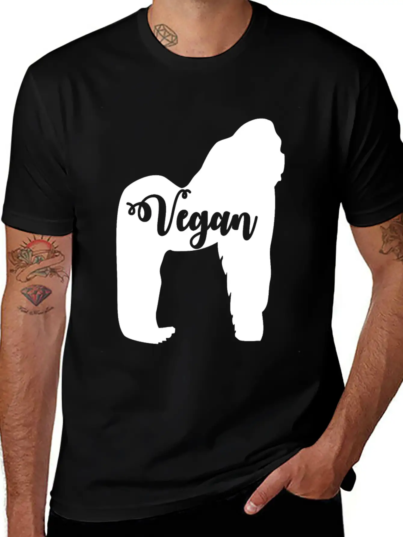 Vegan Gorilla Unisex Short Sleeve Soft Cotton T-Shirt – Casual Everyday Wear