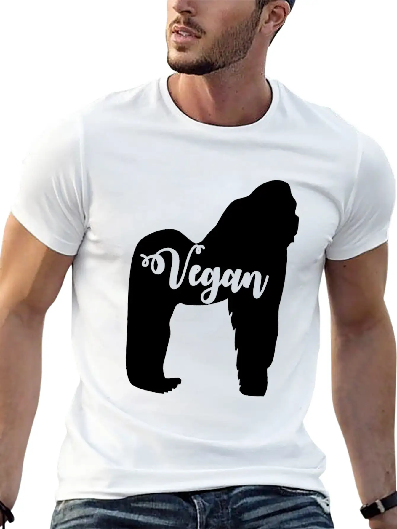 Vegan Gorilla Unisex Short Sleeve Soft Cotton T-Shirt – Casual Everyday Wear