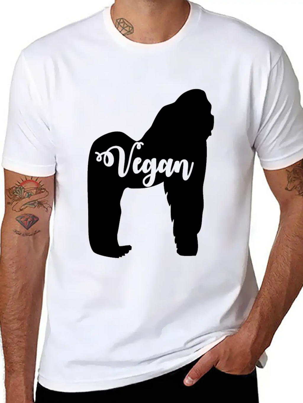 Vegan Gorilla Unisex Short Sleeve Soft Cotton T-Shirt – Casual Everyday Wear