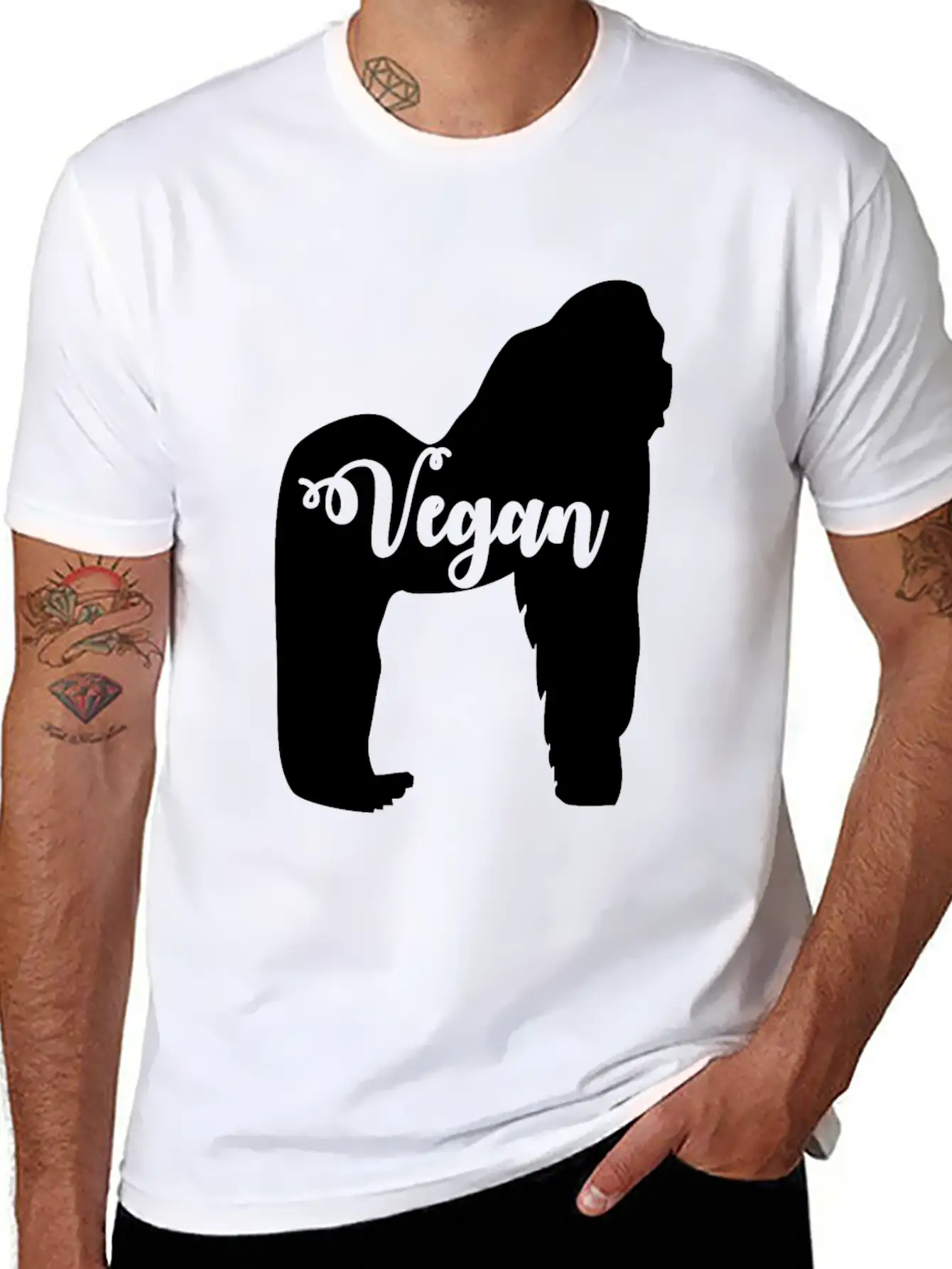 Vegan Gorilla Unisex Short Sleeve Soft Cotton T-Shirt – Casual Everyday Wear