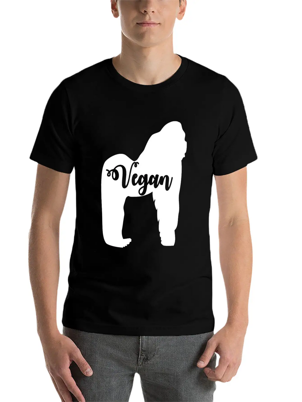 Vegan Gorilla Unisex Short Sleeve Soft Cotton T-Shirt – Casual Everyday Wear