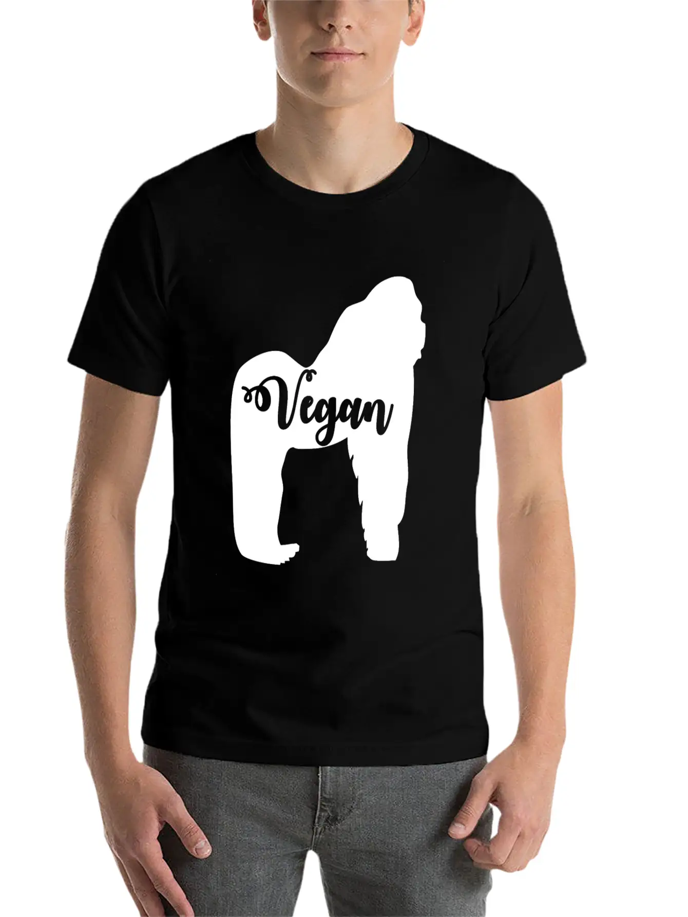 Vegan Gorilla Unisex Short Sleeve Soft Cotton T-Shirt – Casual Everyday Wear