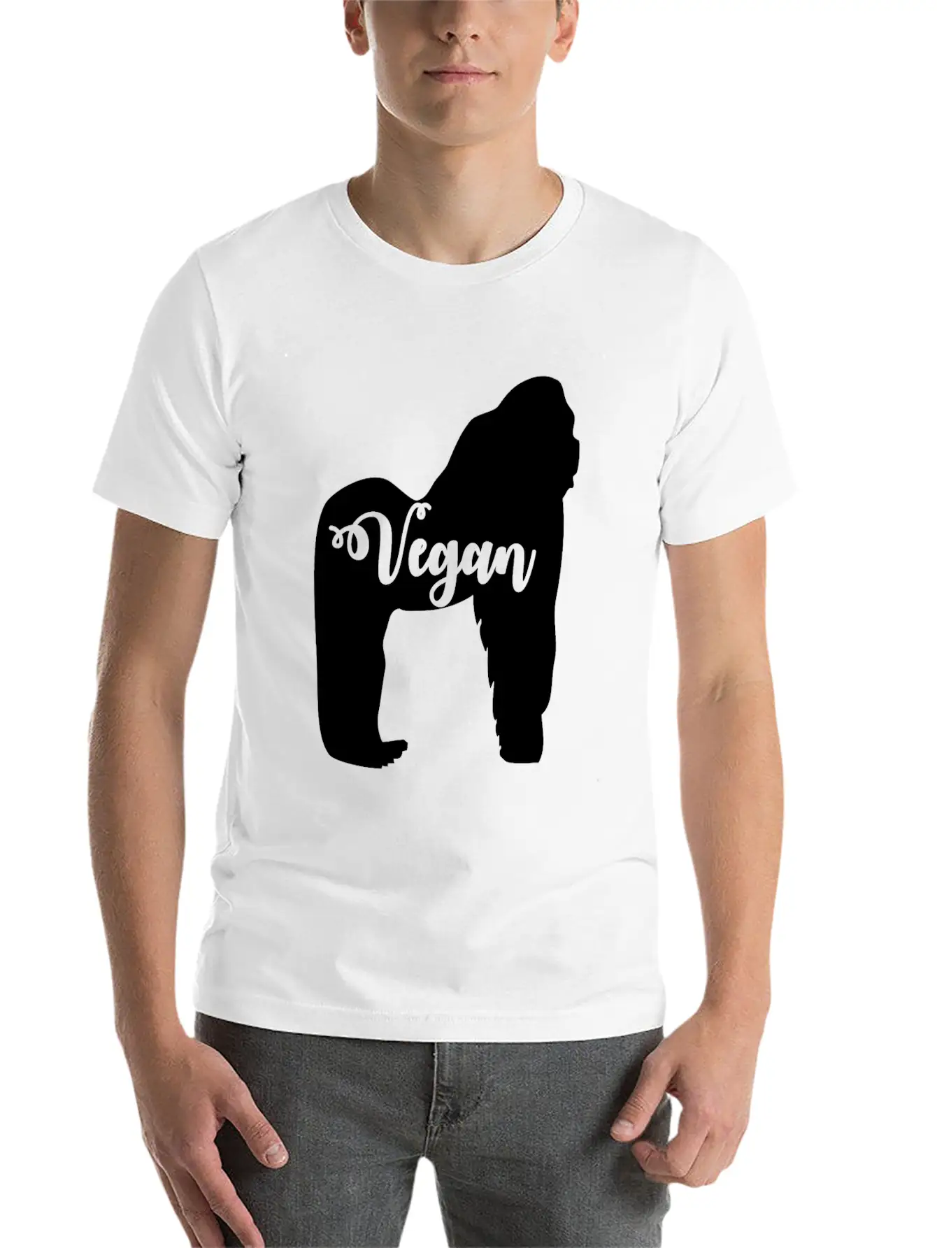 Vegan Gorilla Unisex Short Sleeve Soft Cotton T-Shirt – Casual Everyday Wear