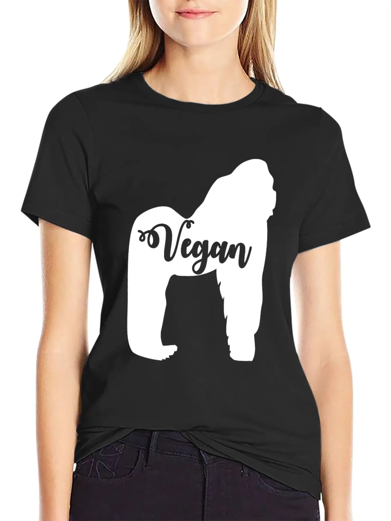 Vegan Gorilla Unisex Short Sleeve Soft Cotton T-Shirt – Casual Everyday Wear