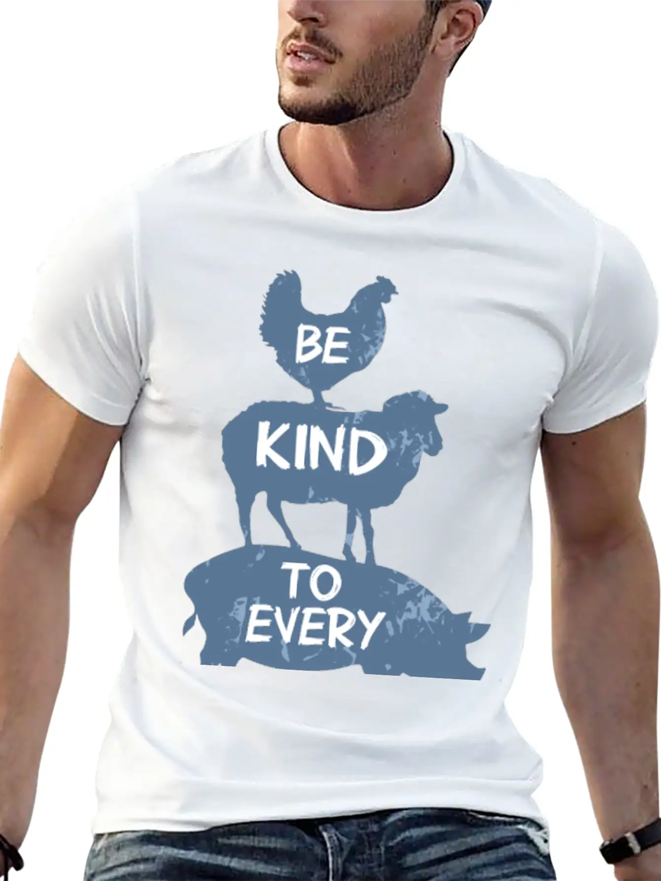 Vegan Vegetarian Animal Welfare Gift Idea Breathable Soft Cotton T-Shirt – Timeless Casual Look