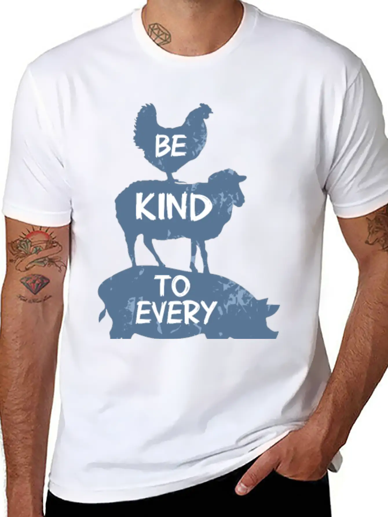 Vegan Vegetarian Animal Welfare Gift Idea Breathable Soft Cotton T-Shirt – Timeless Casual Look