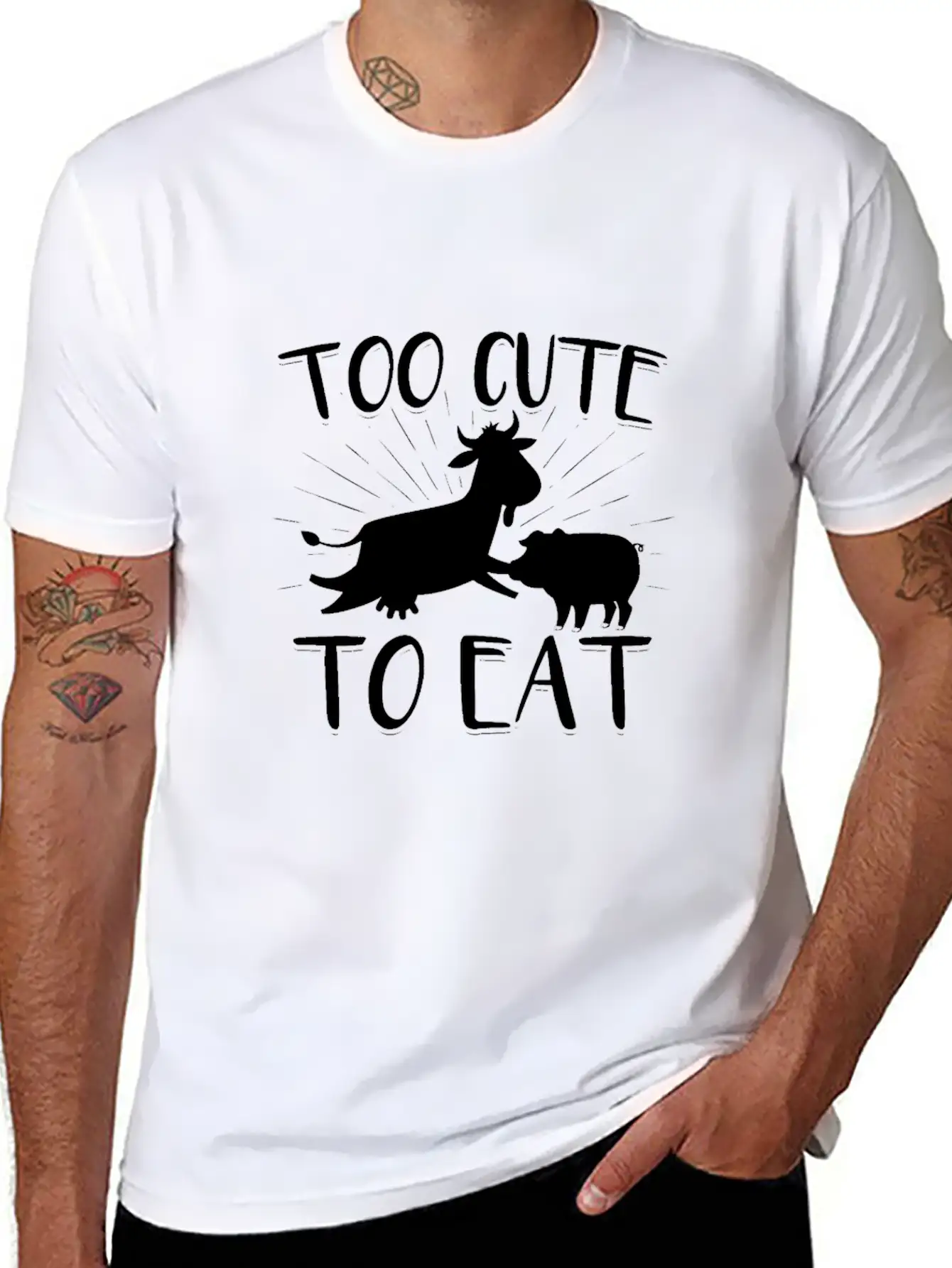 Vegan Vegetarian | Vegetarian Vegan Gifts Unisex Short Sleeve Soft Cotton T-Shirt – Casual Everyday Wear