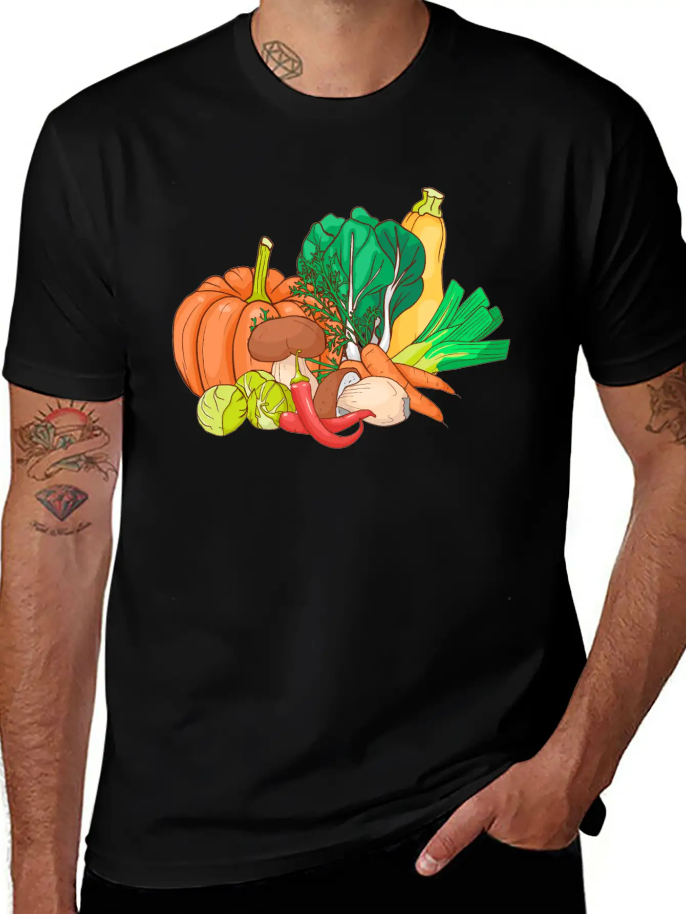 Vegetable Zucchini Leek Pumpkin Carrot Cabbage Casual Graphic T-Shirt – Simple And Comfortable Daily Wear
