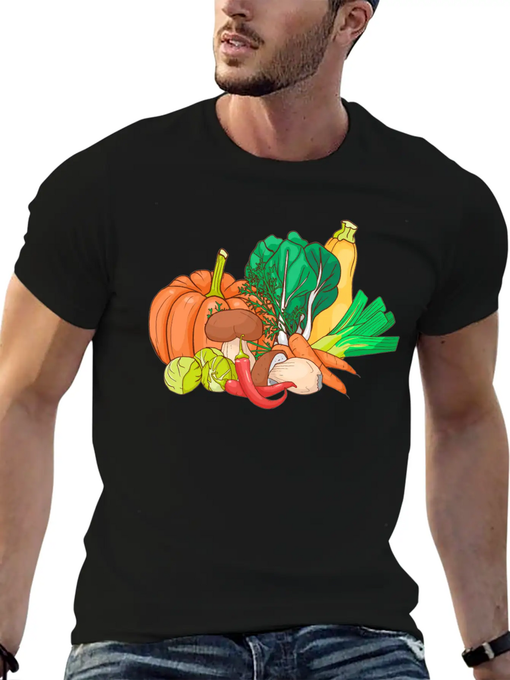 Vegetable Zucchini Leek Pumpkin Carrot Cabbage Casual Graphic T-Shirt – Simple And Comfortable Daily Wear