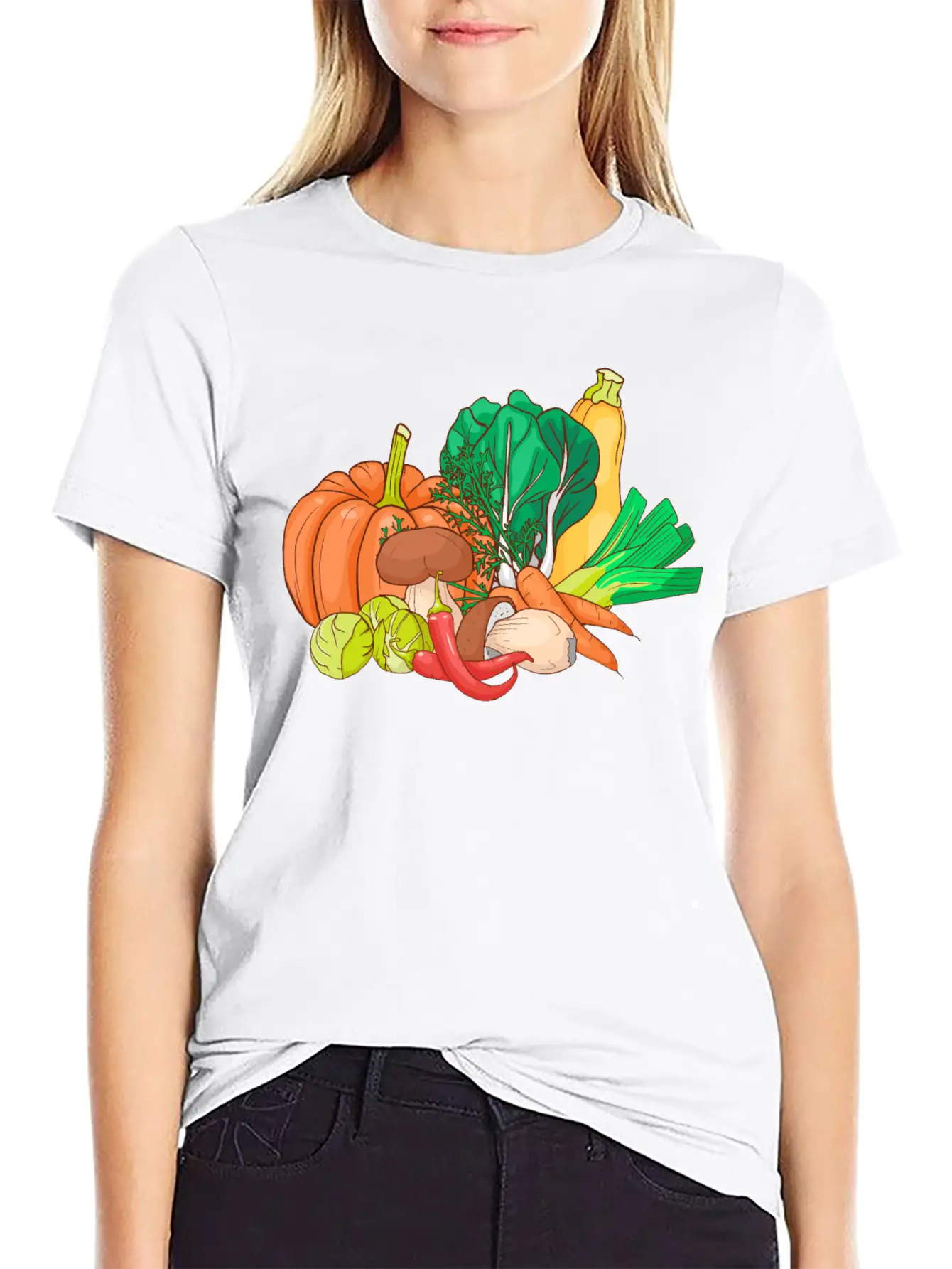 Vegetable Zucchini Leek Pumpkin Carrot Cabbage Casual Graphic T-Shirt – Simple And Comfortable Daily Wear