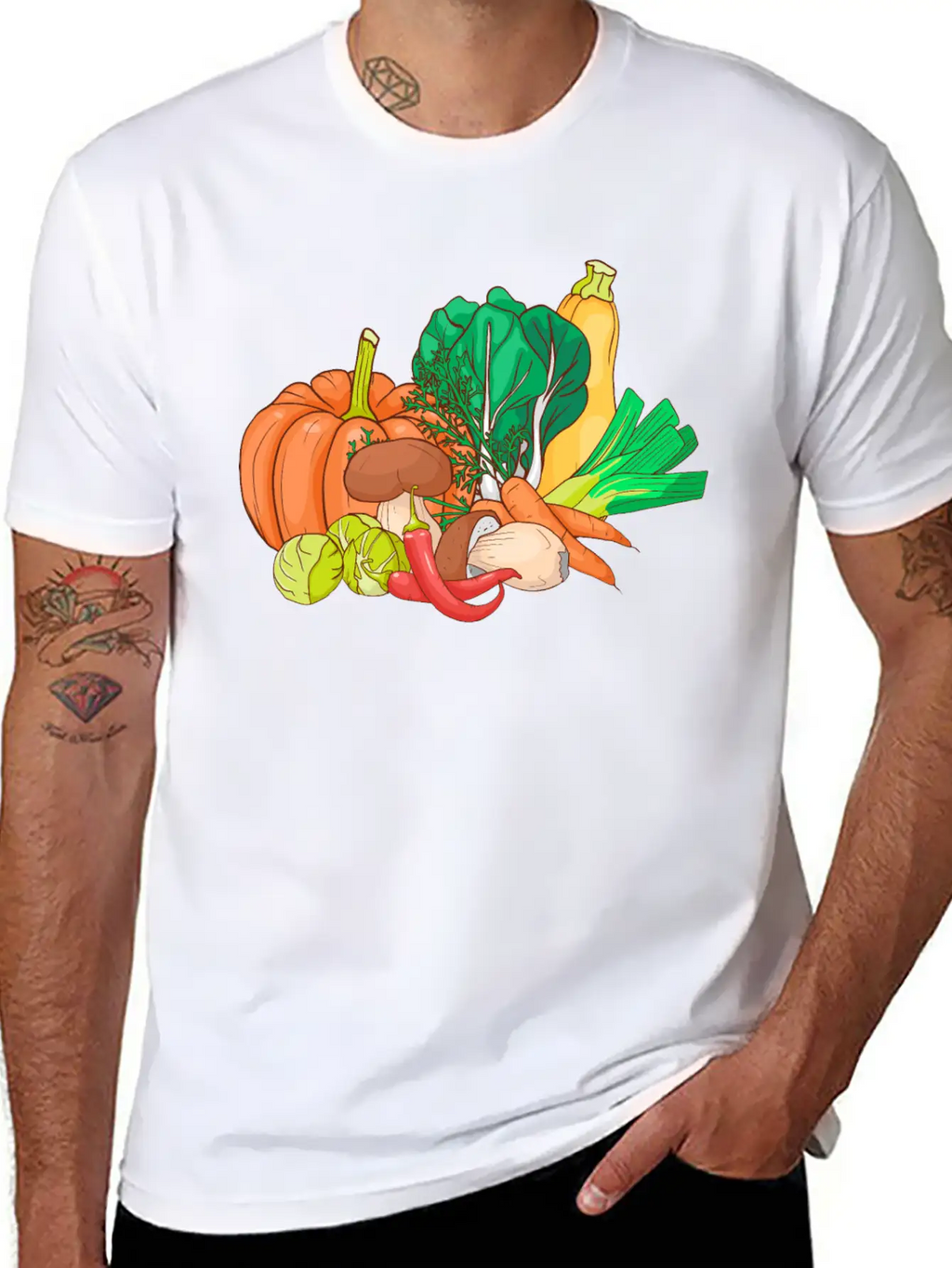 Vegetable Zucchini Leek Pumpkin Carrot Cabbage Casual Graphic T-Shirt – Simple And Comfortable Daily Wear