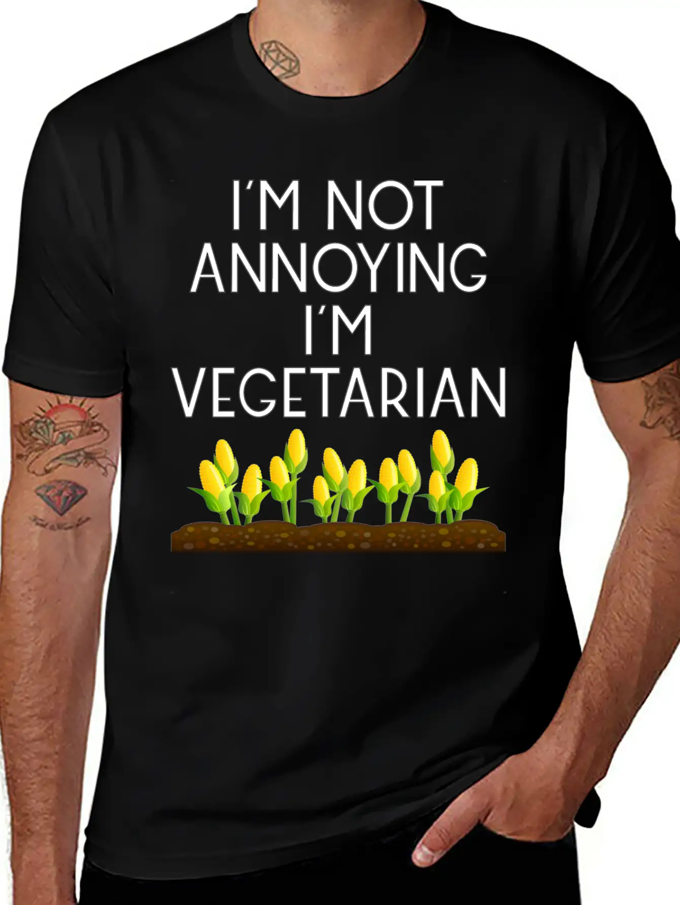 Vegetarian Vegan Veggie Mais Maize Corn5 Unisex Short Sleeve Soft Cotton T-Shirt – Casual Everyday Wear