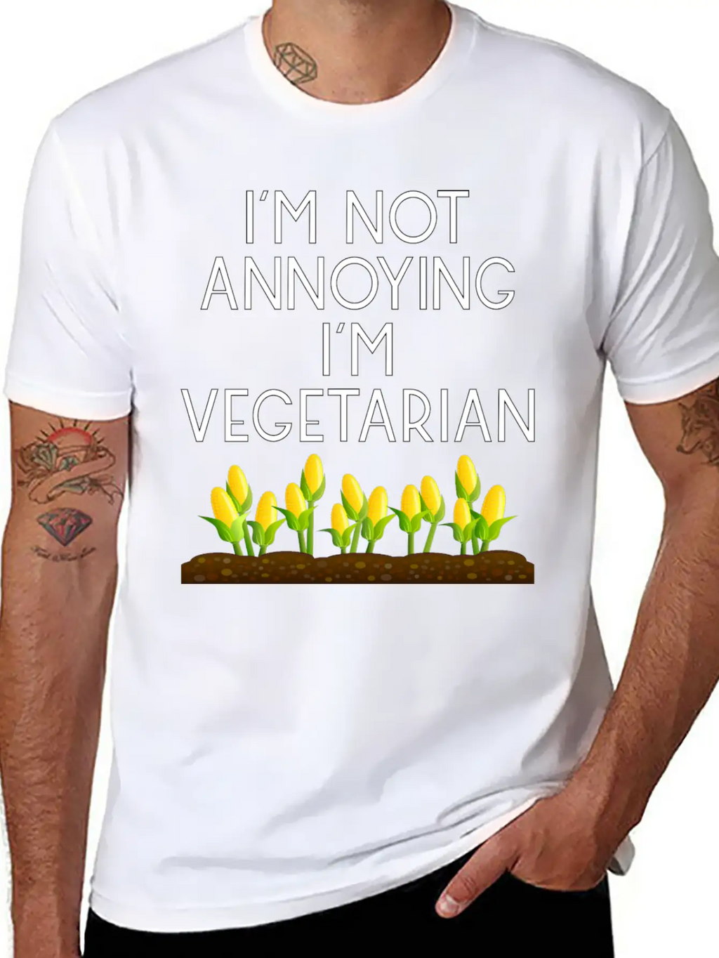 Vegetarian Vegan Veggie Mais Maize Corn5 Unisex Short Sleeve Soft Cotton T-Shirt – Casual Everyday Wear