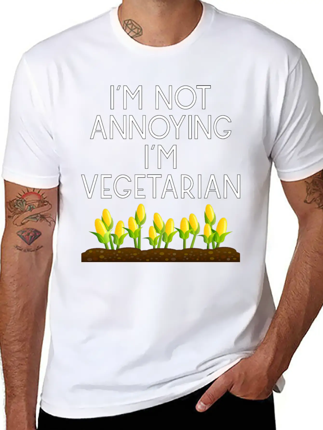 Vegetarian Vegan Veggie Mais Maize Corn5 Unisex Short Sleeve Soft Cotton T-Shirt – Casual Everyday Wear