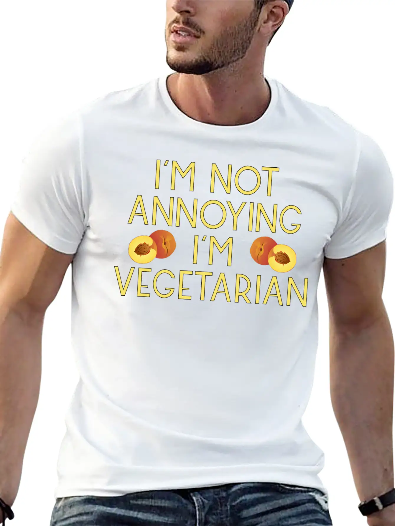 Vegetarian Vegan Veggie Pfirsich Peach5 Unisex Casual T-Shirt – Clean Design For Daily Comfort
