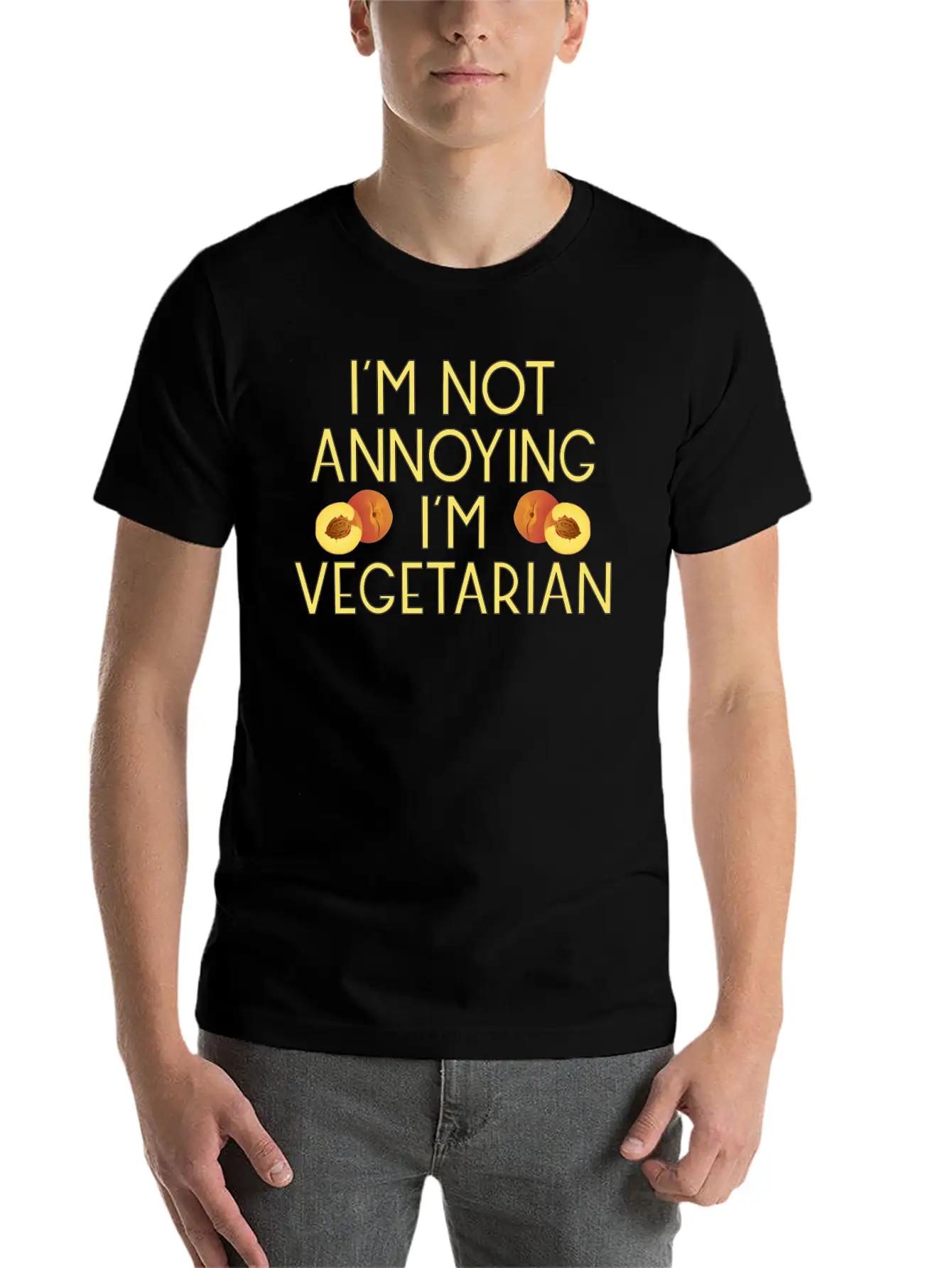 Vegetarian Vegan Veggie Pfirsich Peach5 Unisex Casual T-Shirt – Clean Design For Daily Comfort