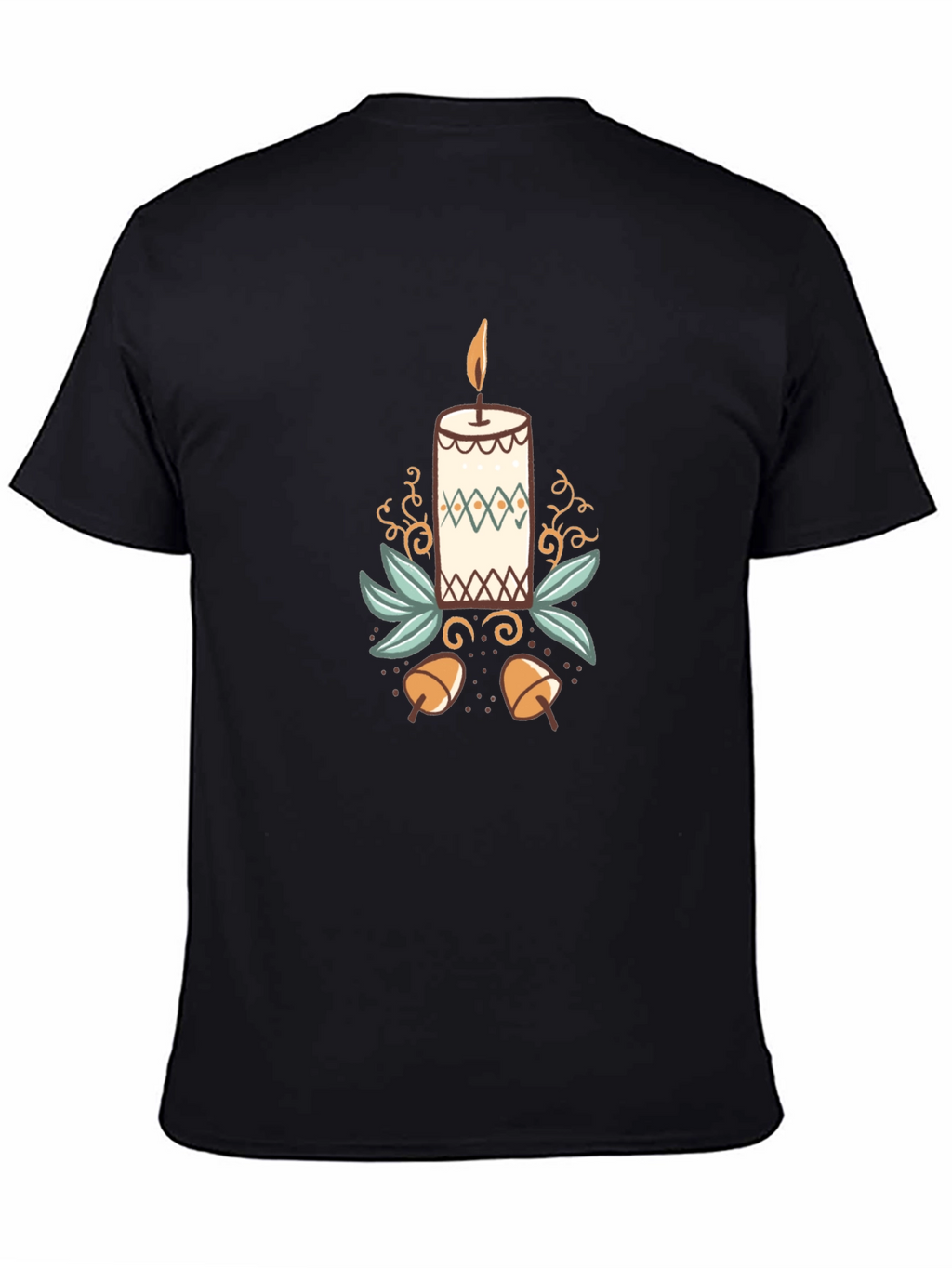 Festive Candle Graphic Tee - Black