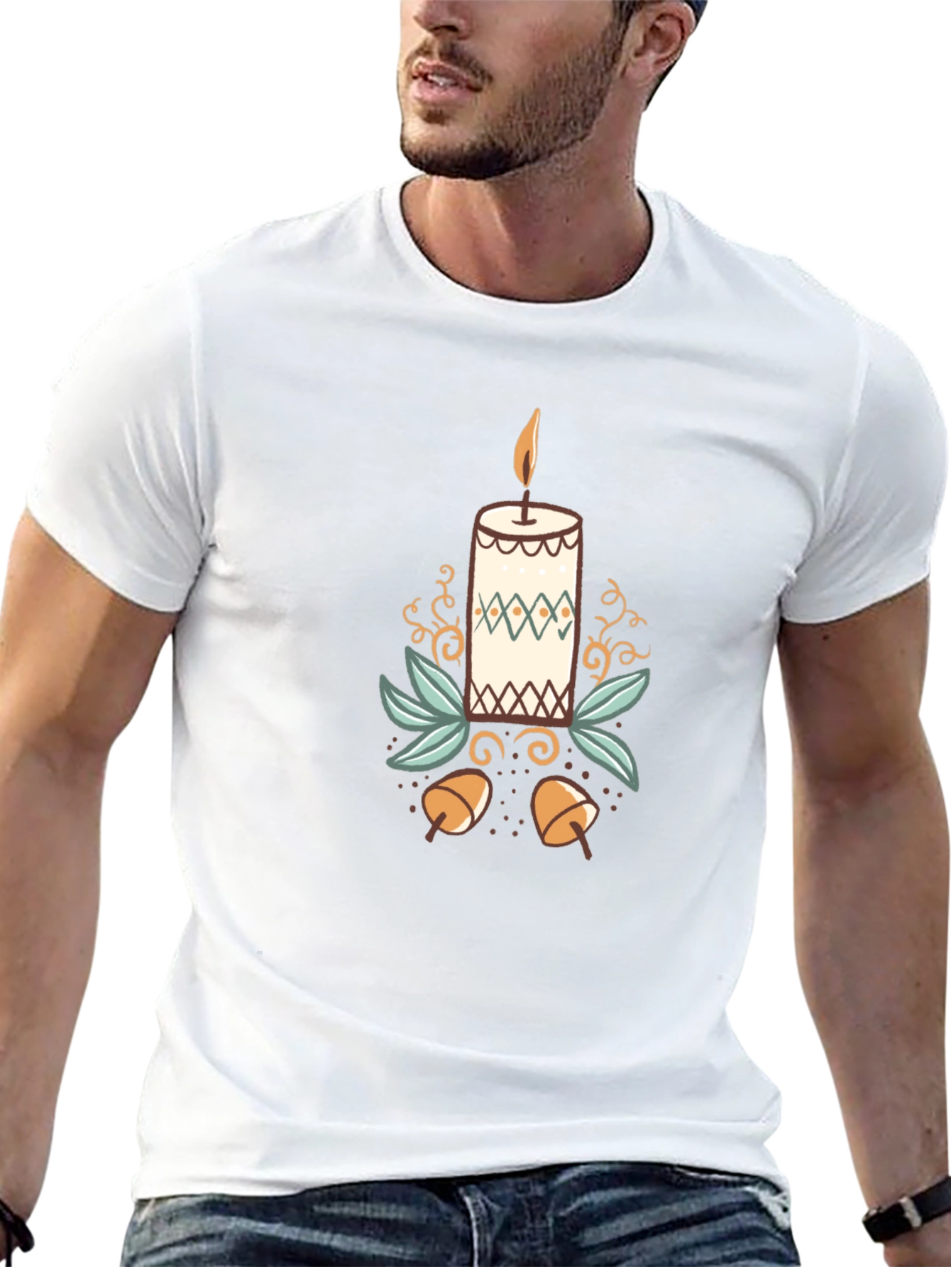 Festive Candle Graphic Tee - Black